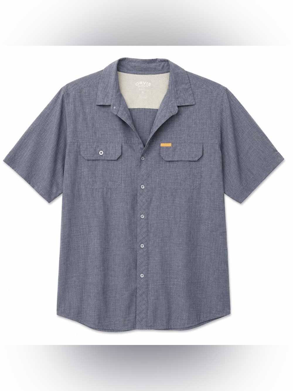 Orvis‎ Men’s Large Short Sleeve Button Up Shirt Gray Outdoor Fishing Travel
